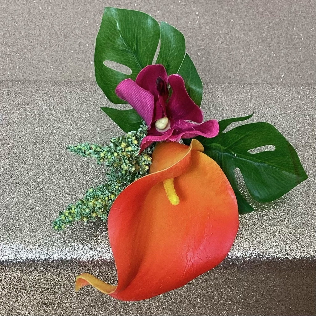 Boutonnière artificielle réaliste tropical