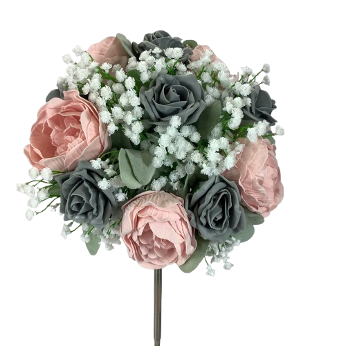 Bouquet artificiel de rose, pivoine et gypsophile