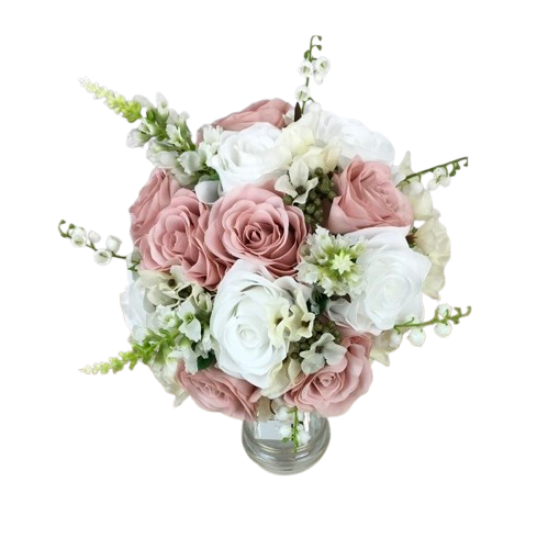 bouquet artificiel rose et muguet - spécialiste bouquet artificiel